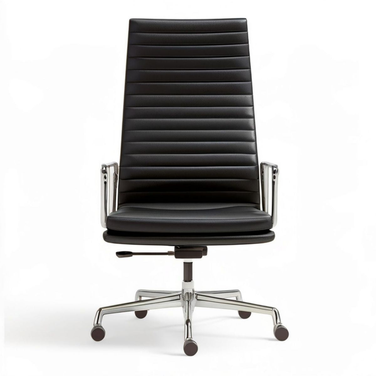 Höhenverstellbarer Chefsessel mit Rollen, PU-Kunstleder Schwarz/Silber, 58 x 62 x 112–122 cm