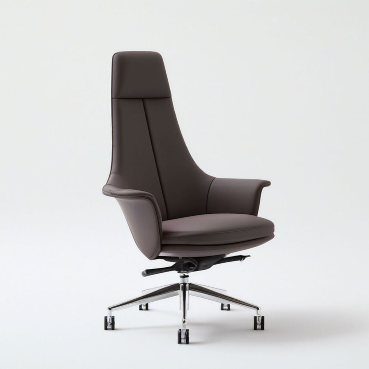 Höhenverstellbarer Bürodrehstuhl Braun mit hoher Rückenlehne, 68 x 68 x 119–127 cm