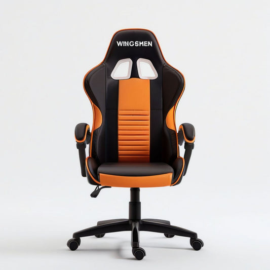 Höhenverstellbarer Gamingstuhl in Schwarz/Orange, 66 x 70 x 122–132 cm