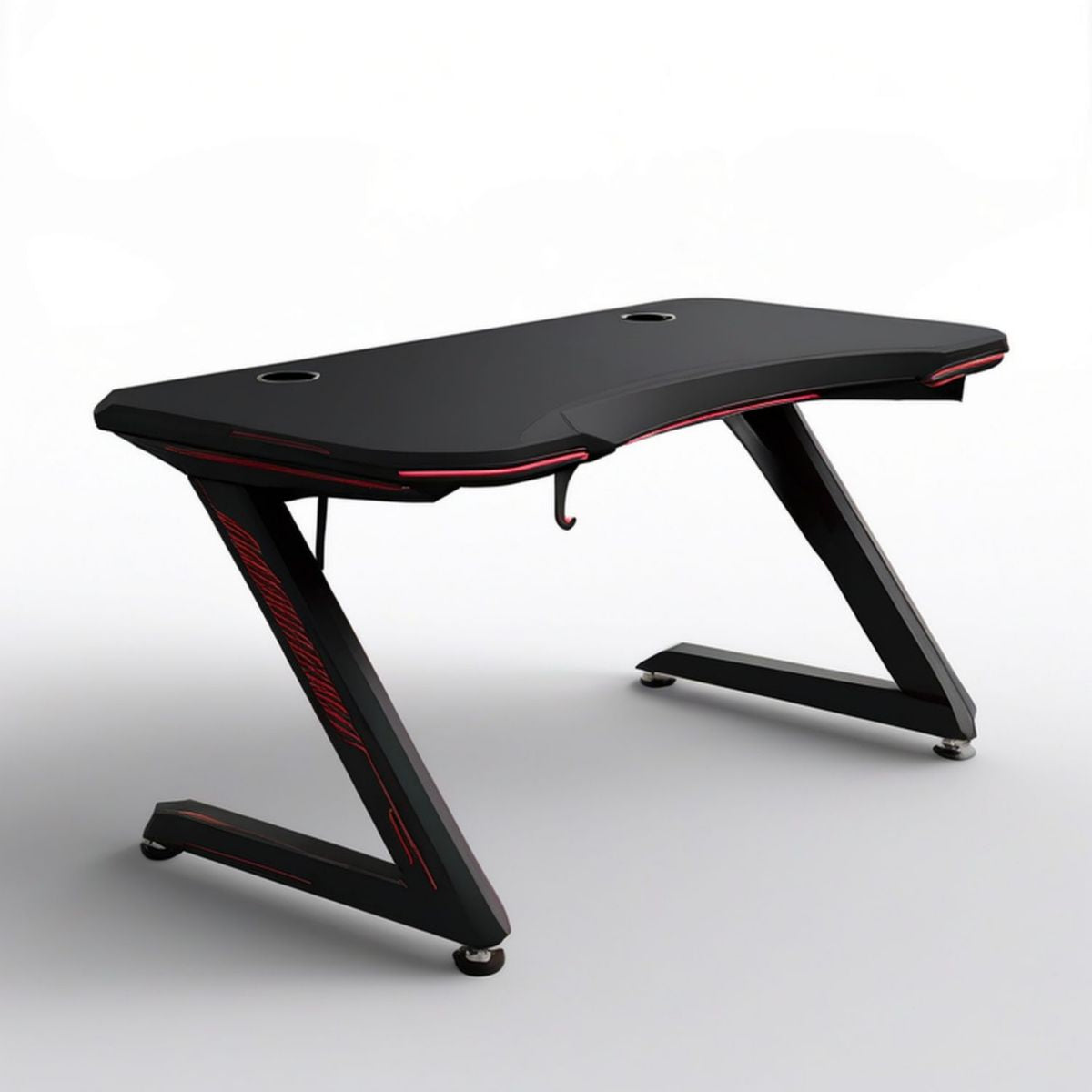 Gaming-Schreibtisch 140 x 60 x 75 cm Schwarz/Rot mit MDF-Platte und Stahlgestell