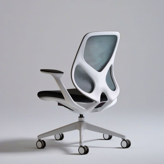 Ergonomischer Bürodrehstuhl mit Netzrückenlehne und Armlehnen, 65 x 65 x 115–125 cm, Weiss/Schwarz/Grau