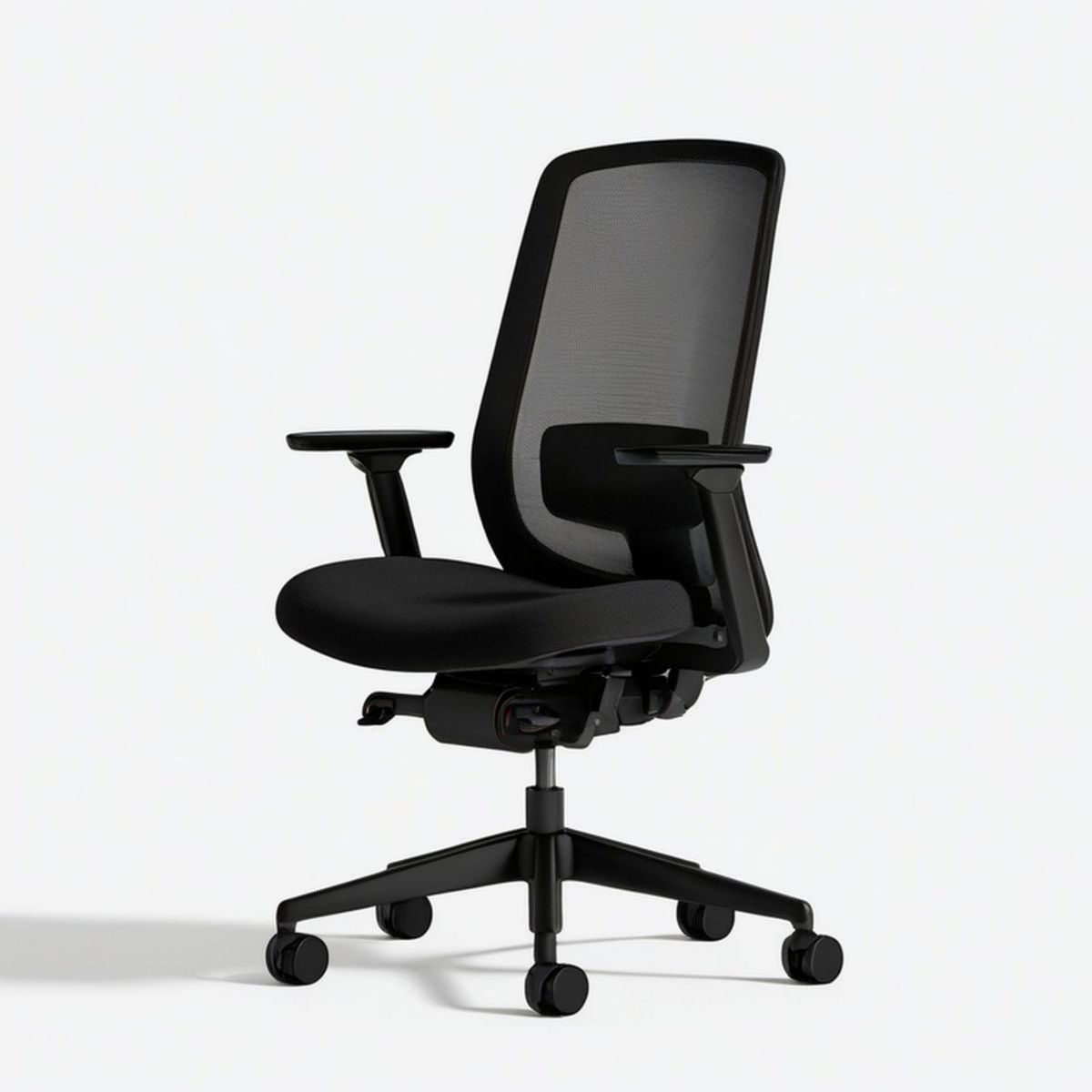 Ergonomischer Bürostuhl mit Netzrückenlehne, Schwarz, 65 x 65 x 112–122 cm