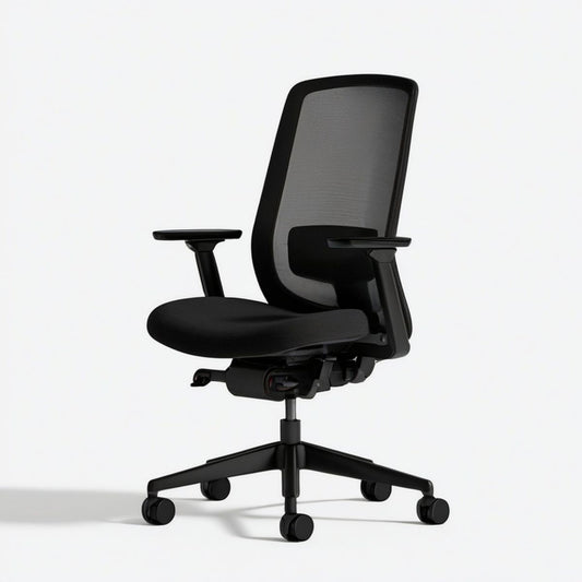 Ergonomischer Bürostuhl mit Netzrückenlehne, Schwarz, 65 x 65 x 112–122 cm