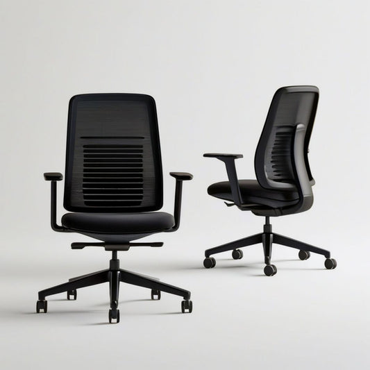 Ergonomischer Bürostuhl mit Netzrückenlehne, Armlehnen und Rollen, Schwarz, 65 x 65 x 112–122 cm