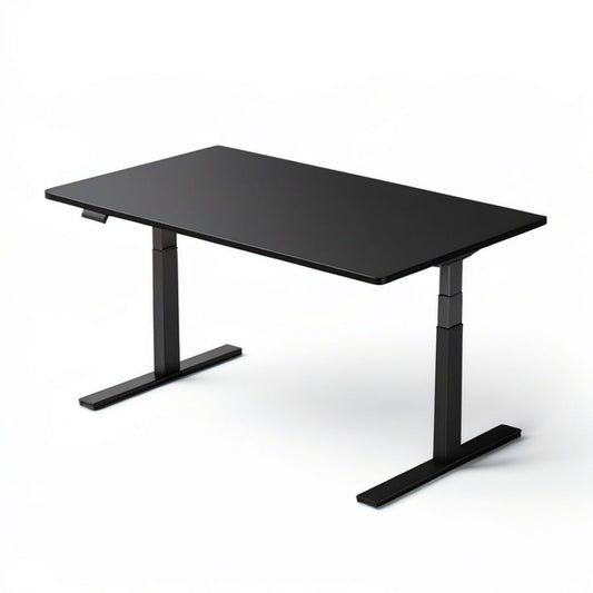 Elektrisch höhenverstellbarer Schreibtisch 120 x 60 cm Schwarz mit Melaminplatte und Stahlgestell