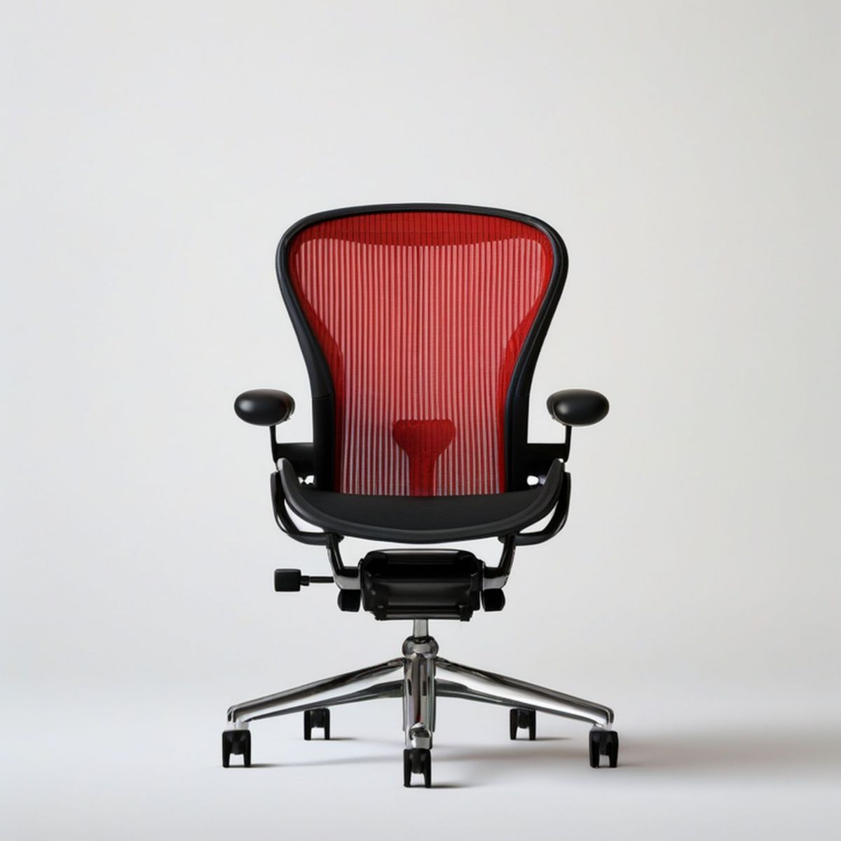 Ergonomischer Drehstuhl Rot/Schwarz/Silber, 66 x 60 x 99–110 cm