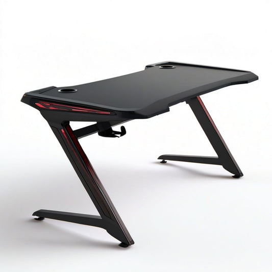 Gaming-Schreibtisch 120 x 60 x 75 cm Schwarz/Rot mit Kabeldurchführungen und Kopfhörerhalterung