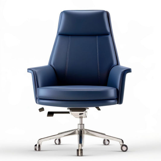 Hoehenverstellbarer Chefsessel aus PU-Kunstleder Dunkelblau 68 x 70 x 118–126 cm