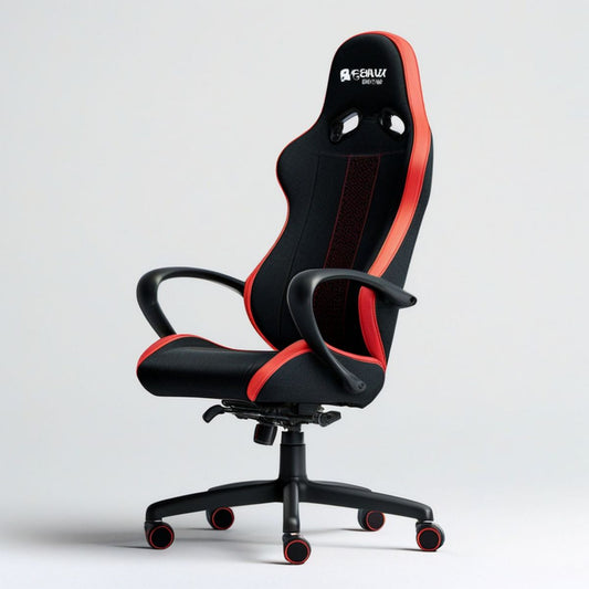Gamingstuhl mit hoher Rückenlehne, 65 x 65 x 111–121 cm, Schwarz/Rot