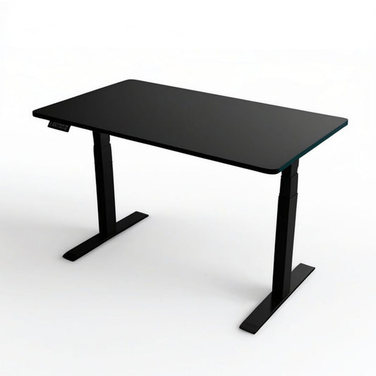 Elektrisch höhenverstellbarer Schreibtisch, Schwarz, MDF und Stahl, 120 x 60 cm, Höhe 72–118 cm