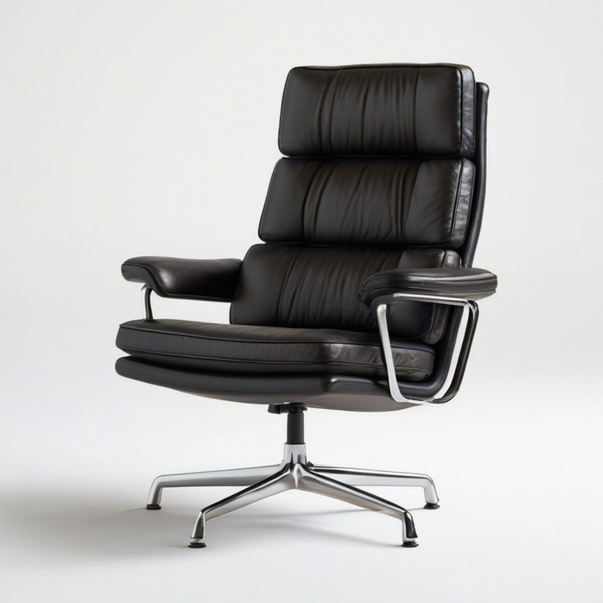 Drehbarer Hochlehner-Sessel 70 x 70 x 112 cm Schwarz/Silber mit Kunstlederbezug